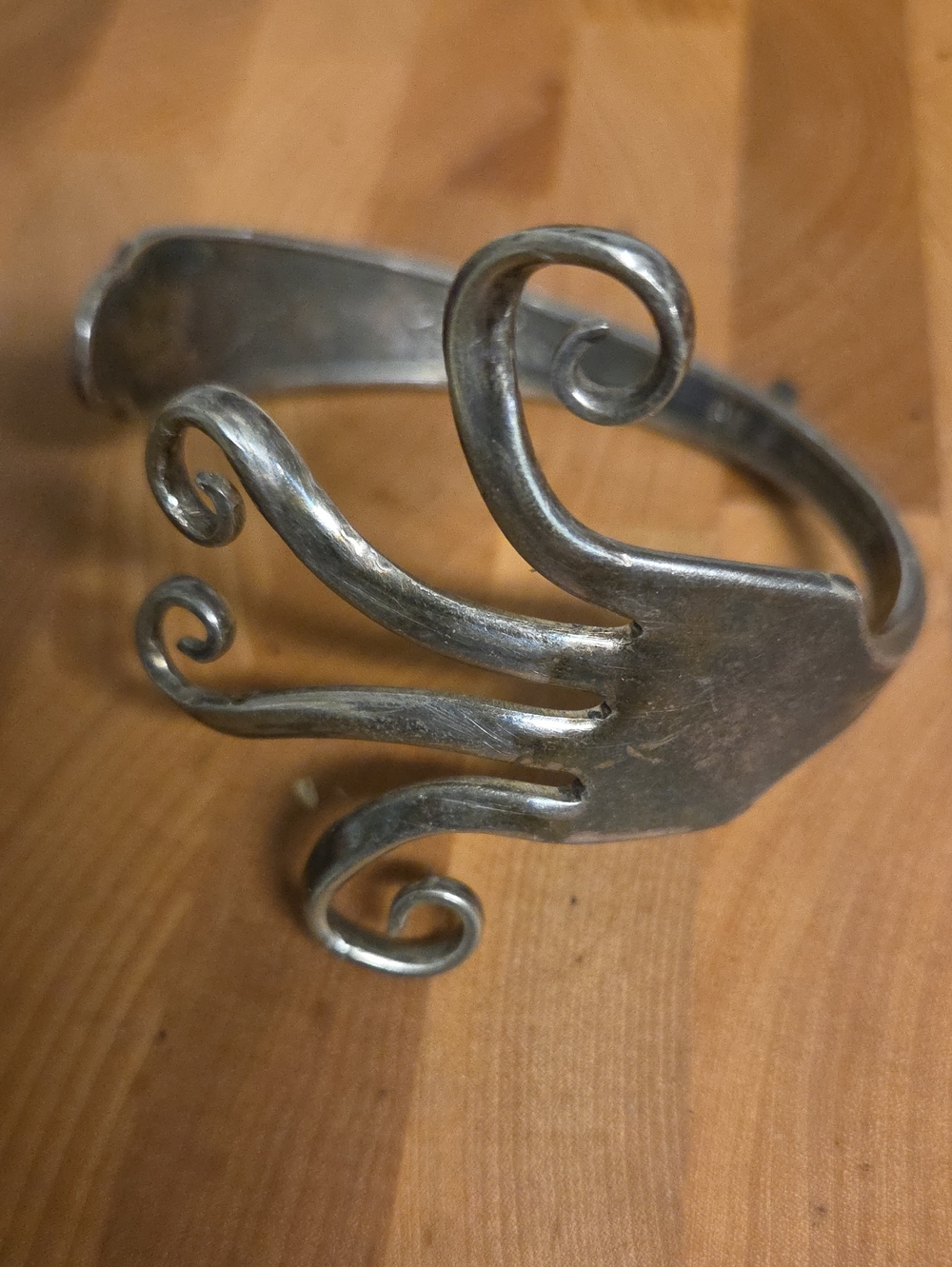 Handcrafted Silver-Tone Scrolling Cuff Bracelet - Women's Accessories